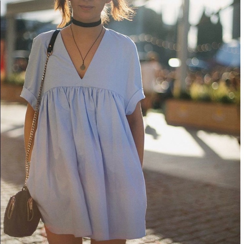 light blue jumper dress
